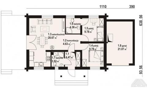 Dom mieszkalny - MIŁKÓW 4G DW 1830x890 86.29 m²