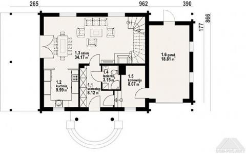 Dom mieszkalny - CISNA 3G DW 970x890  100.62 m²