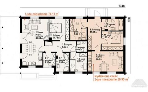 Dom mieszkalny - PIASECZNO MM DW 1748x950 134 m²