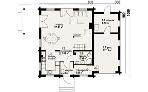 Dom mieszkalny - RYDZOWO 3G 1180x1000 104.02 m²