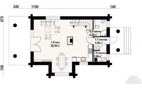 Dom mieszkalny - RYTOWO 3 DWK 1480x825 99.71 m²