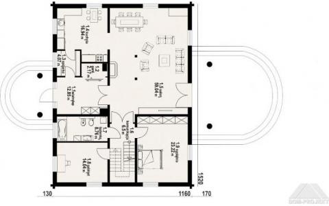 Dom mieszkalny - CHMIELOWICE DW 1520x1460 234.74 m²