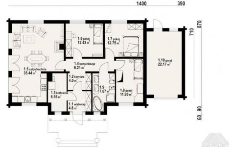 Dom mieszkalny - CHMIELÓW DW z garażem 1790x1020  95.25 m²