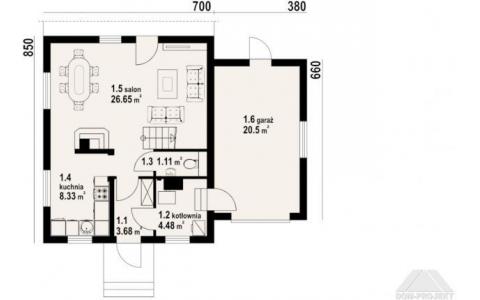 Dom mieszkalny - GŁADYSZÓW DWS 850x1080 79.6 m²