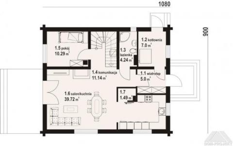 Dom mieszkalny - GRYFICE 3 DW 1080x900 122.07 m²