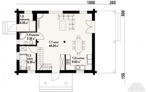 Dom mieszkalny - MODRZEWO DW 1265x950 107.61 m²