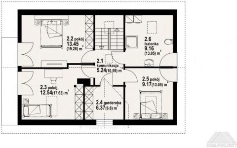 Dom mieszkalny - OSIEK 301 DW 1150x840  127.59 m²