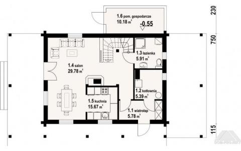 Dom mieszkalny - ŚWIDNICA DW 46 1310x1095 108.04 m²