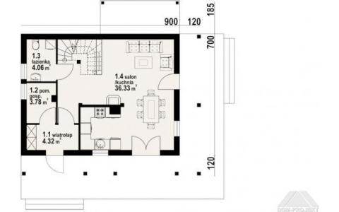 Dom mieszkalny - ŚWIDNICA MAŁA DWST 1020x1005  86.9 m²