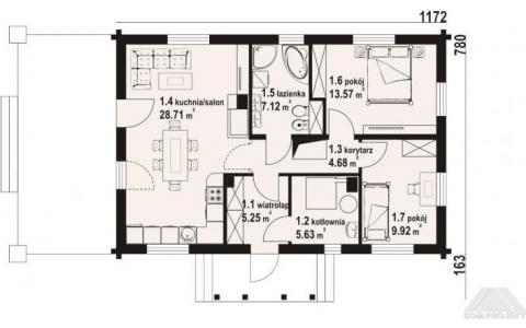 Dom mieszkalny - ZAWOJA DW 7 1172x943 69.25 m²