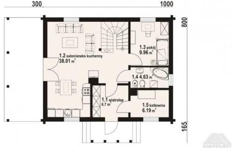 Dom mieszkalny - ZAWOJA DW 3 1300x965 100.78 m²