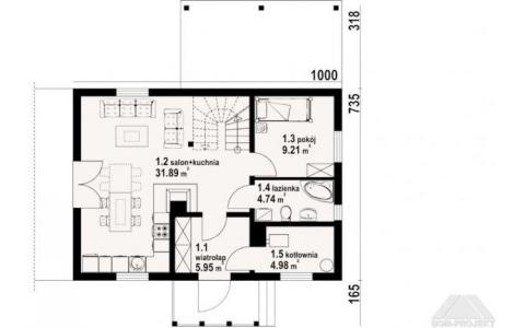 Dom mieszkalny - ZAWOJA DWS 5 1000x1218 89.85 m²